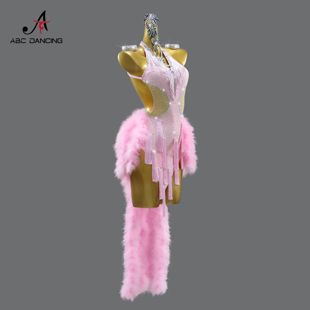 فستان ريش للحفلات للنساء، زي رقص لاتيني، زي مثير للمسرح الأمريكي، ممارسة المنافسة، ملابس رياضية للبالغين للحفلات الراقصة للفتيات #3