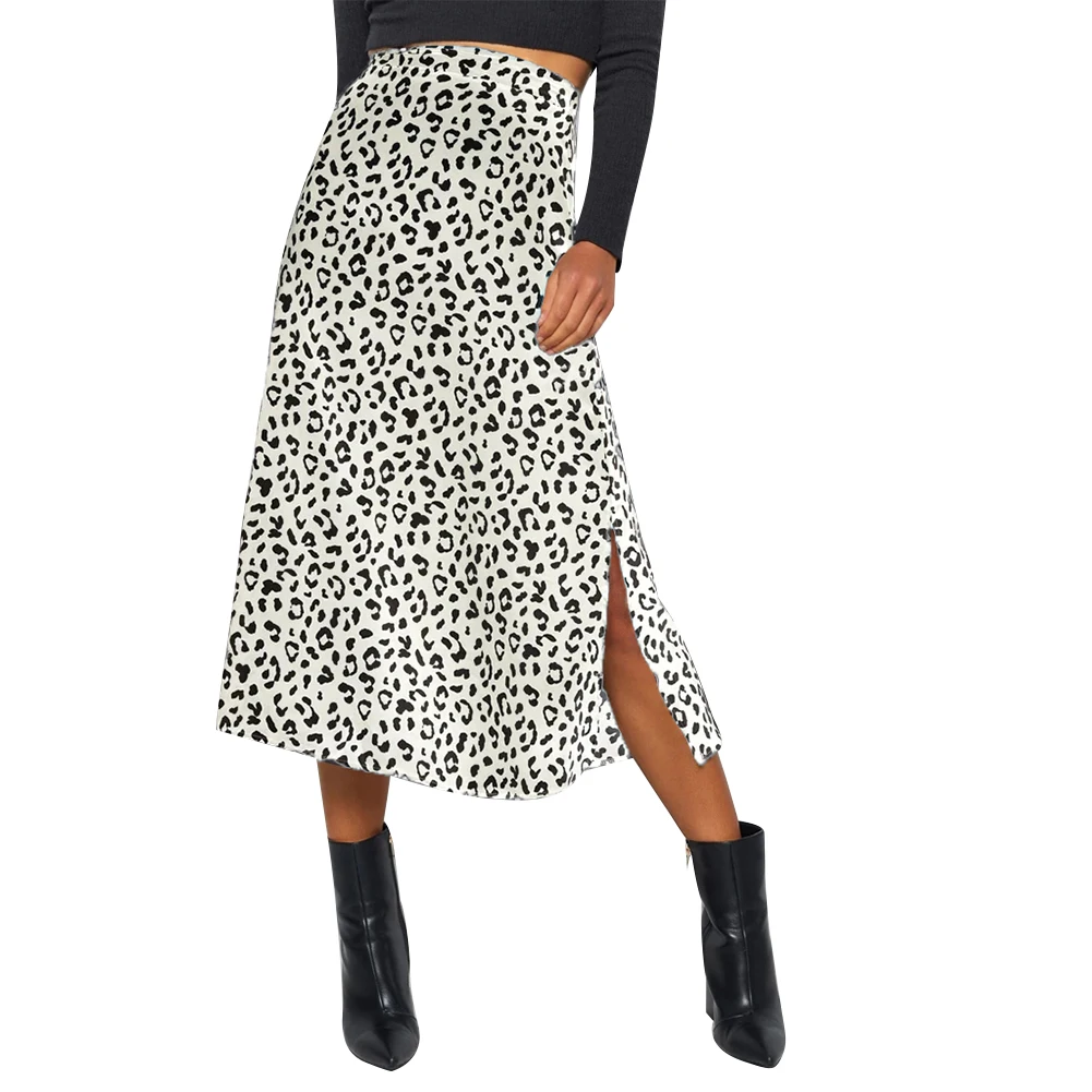 Ladies Fashion Skirt Leopard Print High Waist Slim Fit Comfortable Breathable Skin-Friendly Summer Party Commuter A-Line Skirt