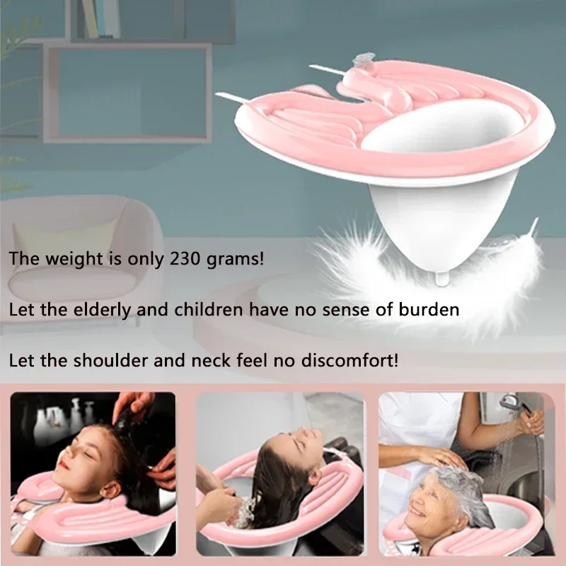 1Set  Inflatable Shampoo Basin PVC Foldable Portable Shampoo Pad Spa Tub Deflate Hair Washing Basin for Pregnant Women Elderly