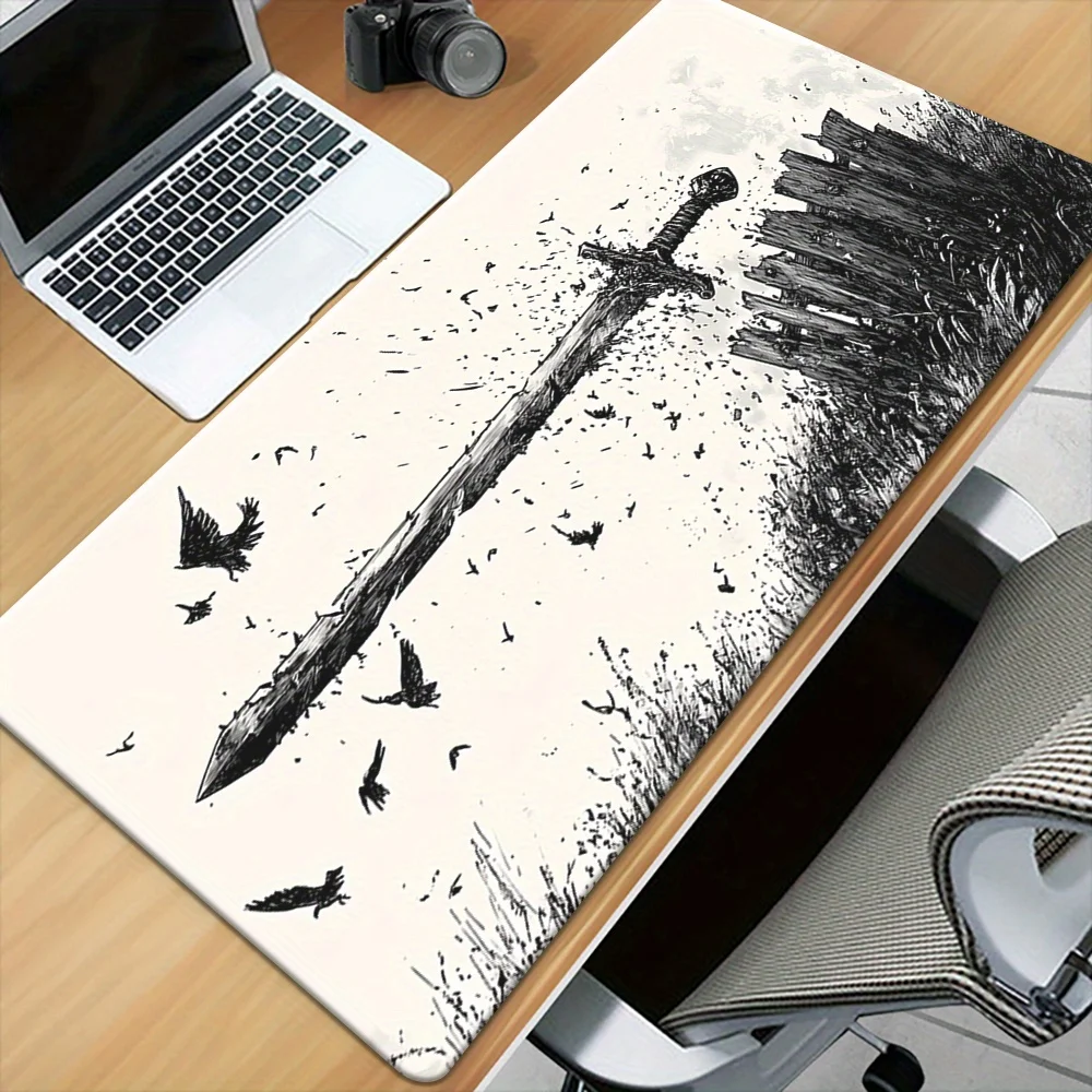 

Коврик для мыши с рисунком меча Katana, большая резиновая основа, противоскользящие аксессуары для ПК, настольные аксессуары, коврик для мыши для офисов и геймеров, декоративный коврик для клавиатуры