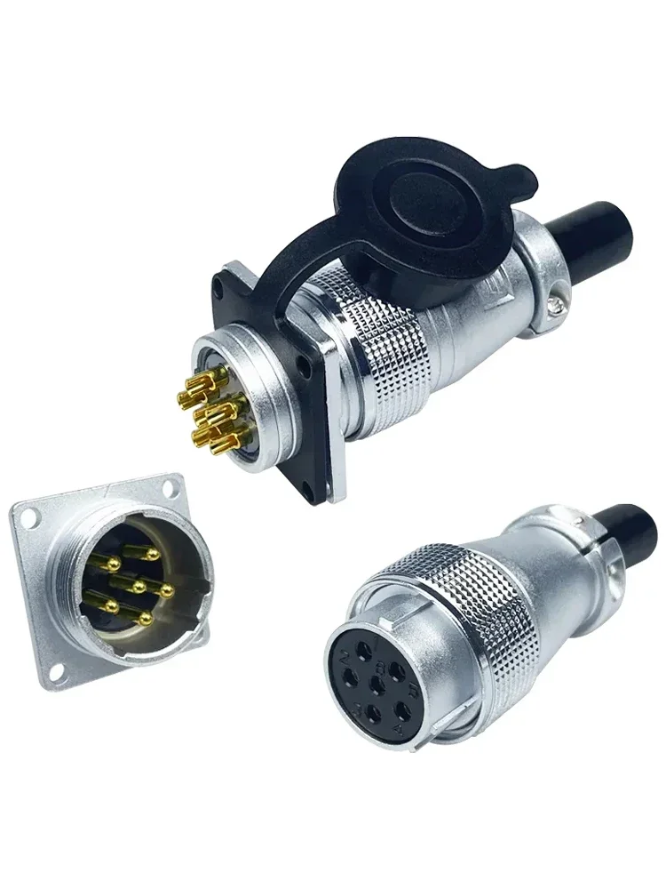 Pls24 Ws24 6/10/12/19 Pin Cirkelvormige Metalen Luchtvaart Socket Stekker Draad Vrouwelijke Mannelijke Connector M24 Schroefdraad Koppelpaneel - afbeelding 2