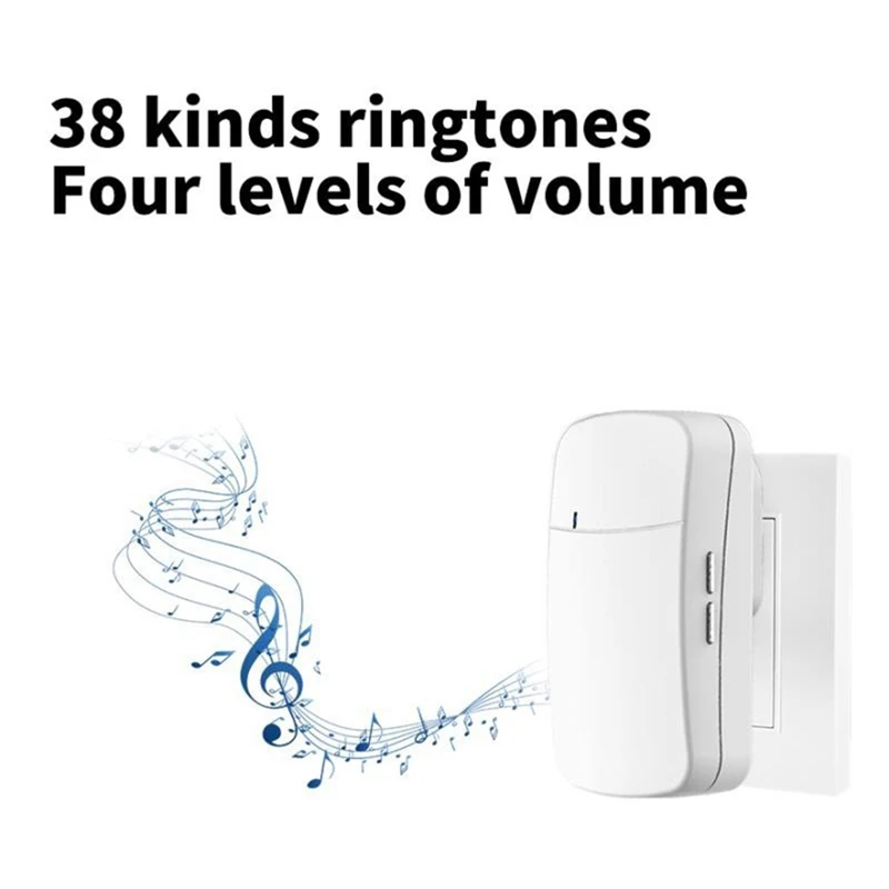 Hot Wireless Doorbell No Battery Required Waterproof Self-Powered Door Bell Home Outdoor Kinetic Ring Chime Doorbell-EU Plug