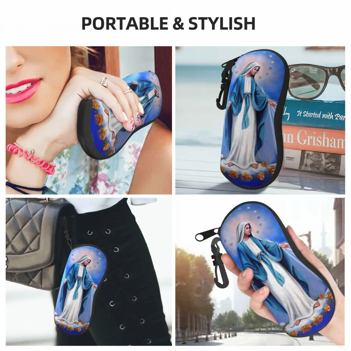 Custom Catholic Virgin Mary Shell Eyeglasses Case Men Women Fashion Our Lady of Fatima Glasses Case Sunglasses Box Pouch