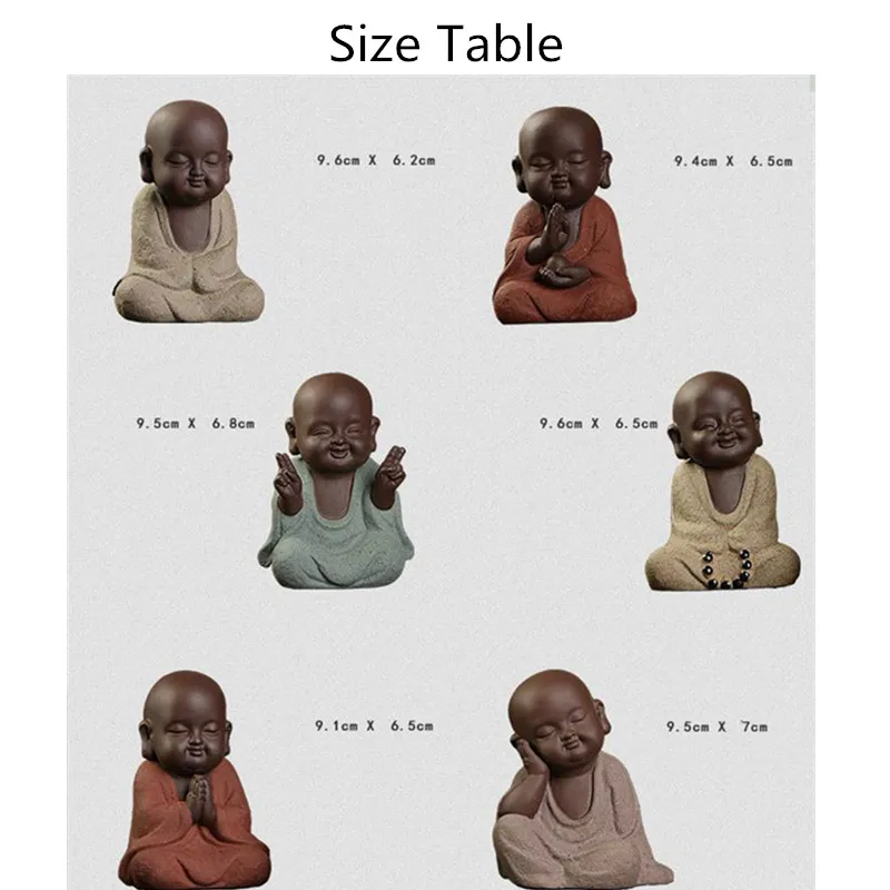 Buddha statues small monk color sand ceramic home club geomantic decoration Purple Sand Figurines Tea Pet