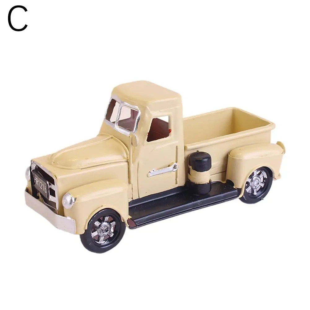 Vintage Lkw Dekor Pickup Modell Zinn Auto Desktop Dekoration Spielzeug Geschenk Mini Ornamente Kinder Weihnachten C7d7