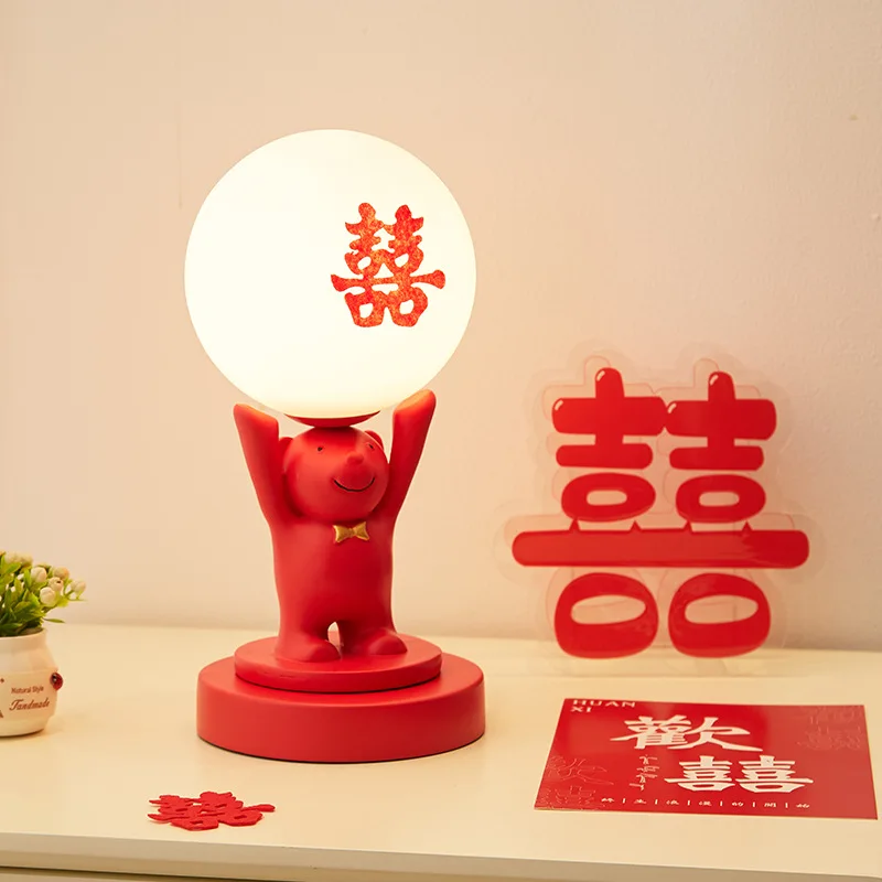 Agradável lâmpada de mesa recarregável sala de casamento lâmpada de cabeceira casa luminária decoração