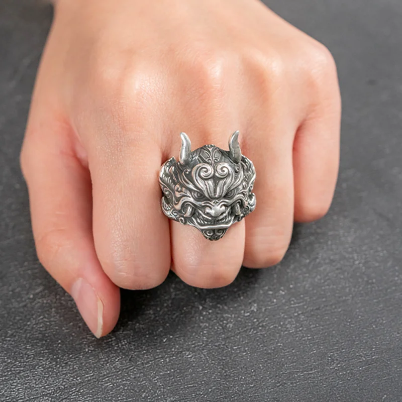 Creative Divine Beast Pixiu Ring Male Jewelry Opening Trendy Three-dimensional Relief Lucky Animal Pattern Ring For Men Gift