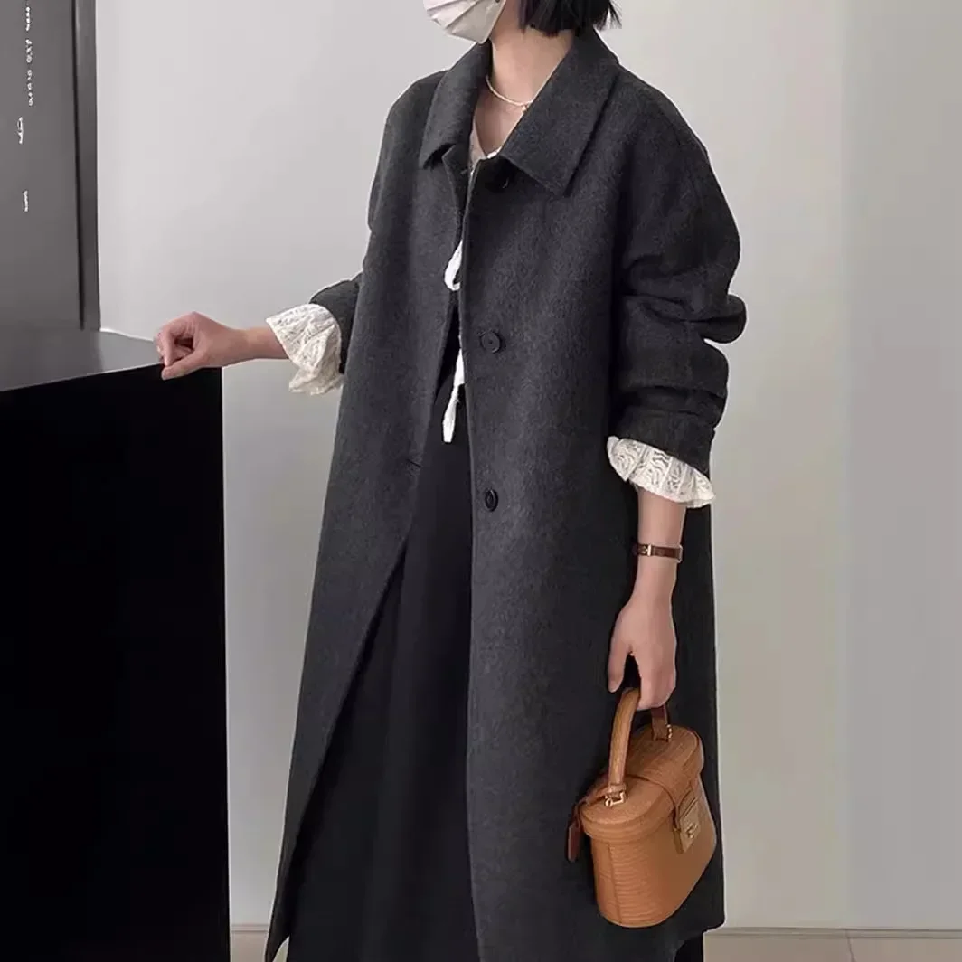 

Double-sided cashmere coat camel velvet autumn 2024 new high-end long wool coat coat women