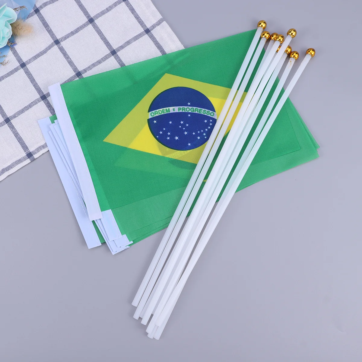 

20pcs Hand Held Flags Brazil Stick Flag Lightweight For Party Garden Festival Sports Clubs Parades Decorations