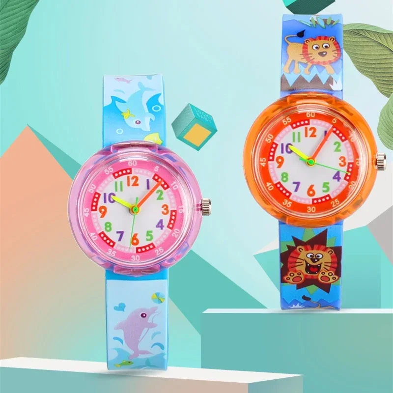 Relojes de poni de dibujos animados para niños, lindo reloj de león/dinosaurio, accesorios de tiempo de aprendizaje para bebés, niños y estudiantes,