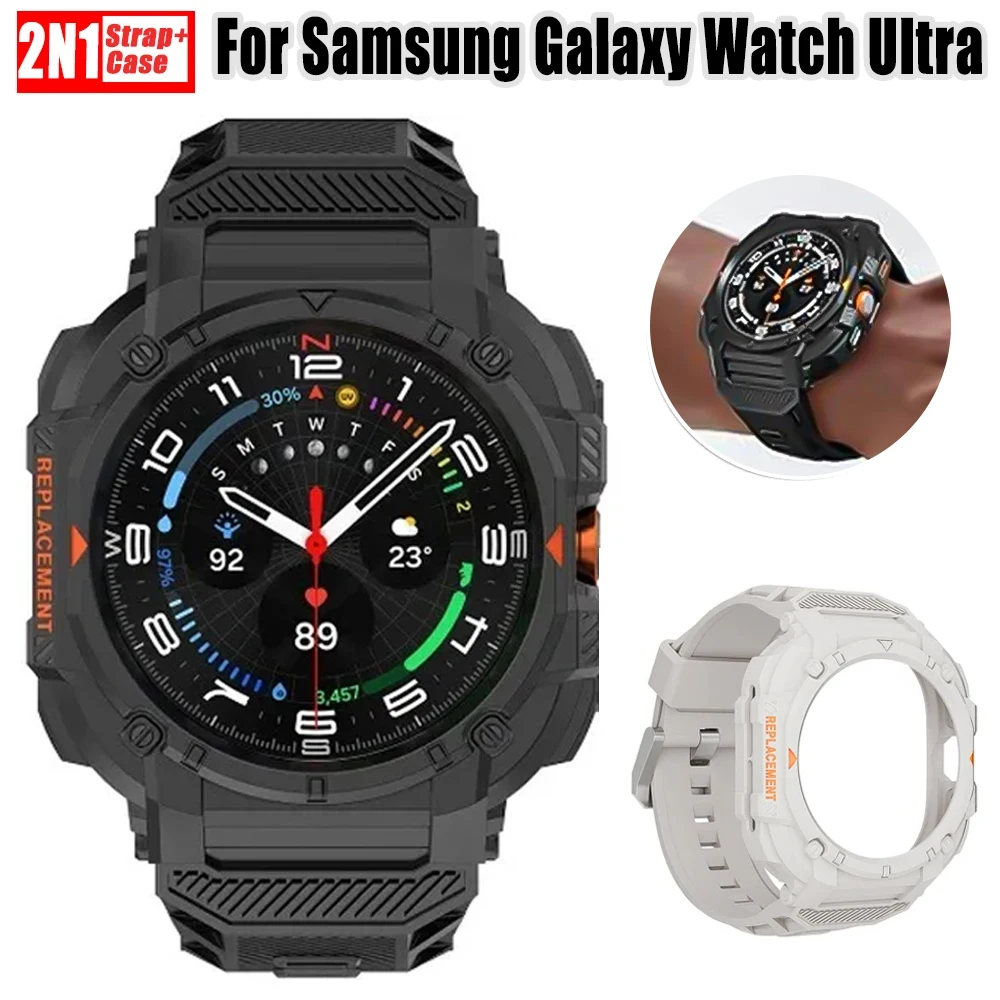 Hülle+Armband für Samsung Galaxy Watch Ultra 2025 47mm Sport Silikon-Armband Correa für Galaxy Watch 7Ultra 47 Band Zubehör