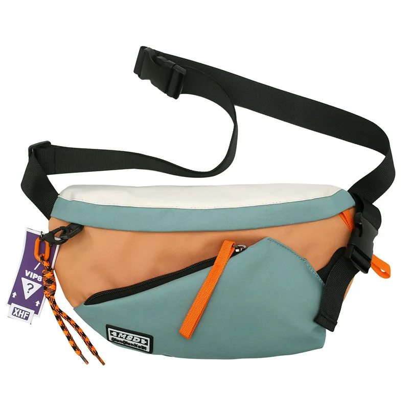 

Color blocking crossbody bag male casual Japanese waist bag boys sports shoulder small backpack tide chest bag ins female