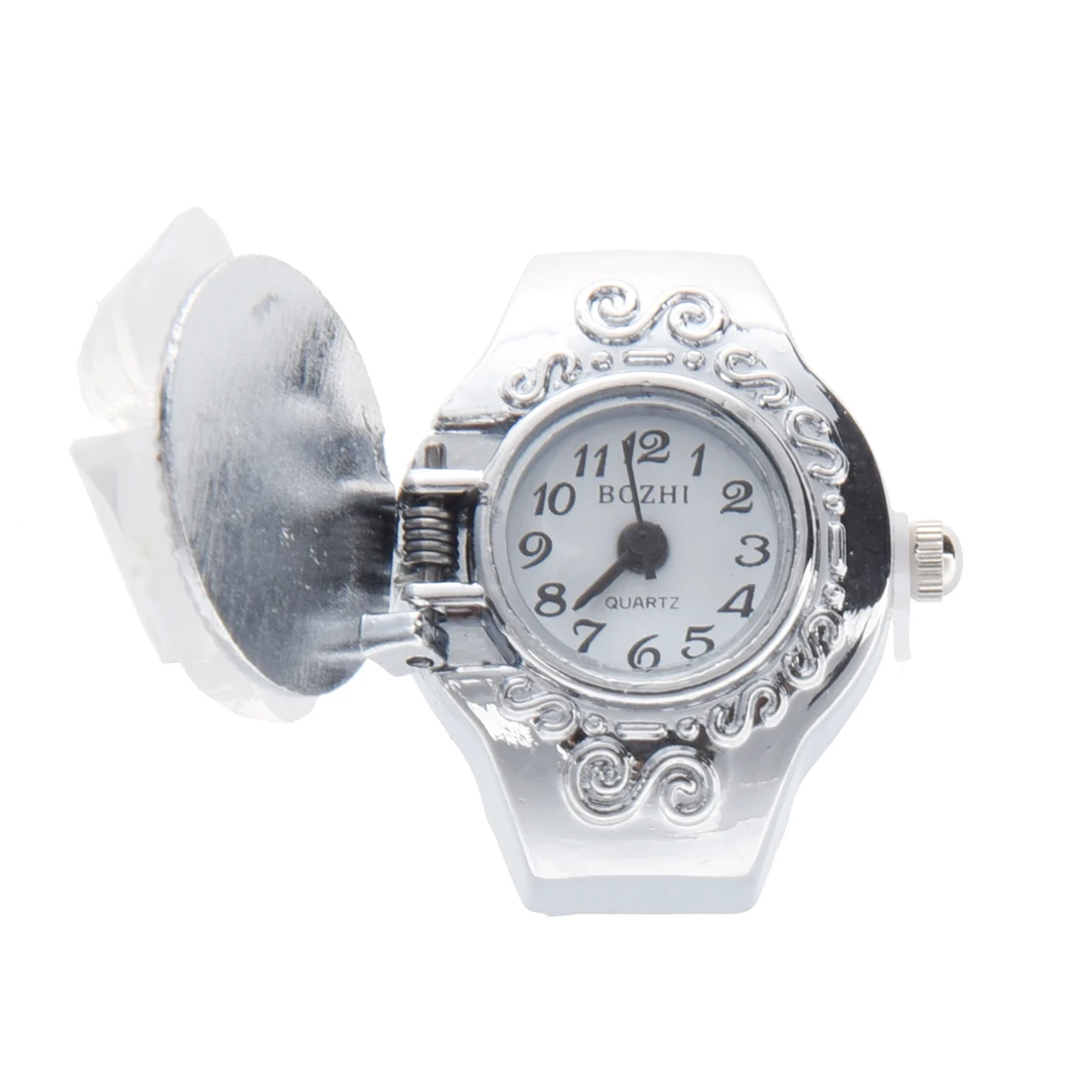 White Clover Round Dial Finger Ring Quartz Watch For