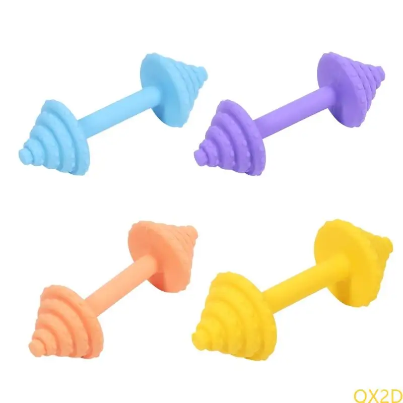 

QX2D Safe Teething Toy for Infant Cartoon Dumbbell Chewing Toy Baby Teether Chewable