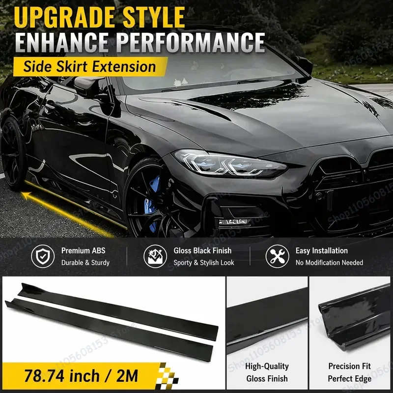 For Jaguar Ford Lynk&Co BMW Subaru Benz Tesla Universal Car Side Skirt Set 8pcs Winglet Splitter Lip Spoiler Aerodynamic