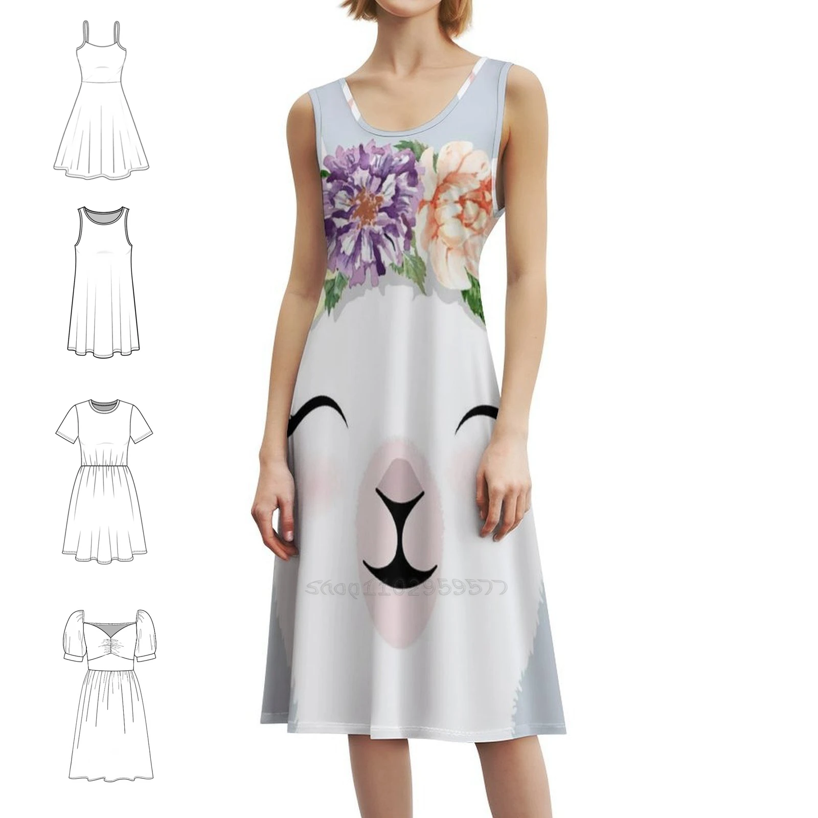 

Funny Animal 7 Sweetheart Neckline Dress Elegant Summer Party Dress For Women Cute Kids Animals Dogs Meme Classic Dress For