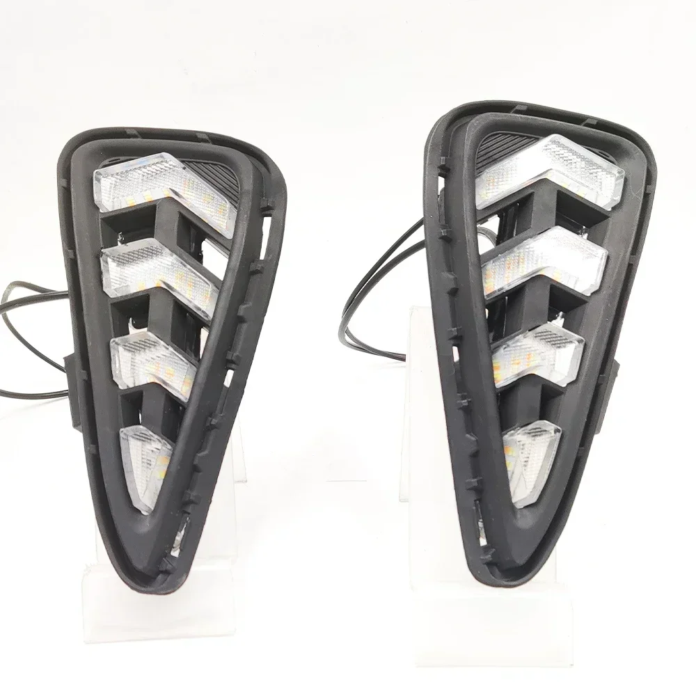 New！ 2PCS Car DRL For Toyota Camry 2015 2016 LED Daytime Running Light Fog Lamp with Dynamic yellow turn signal