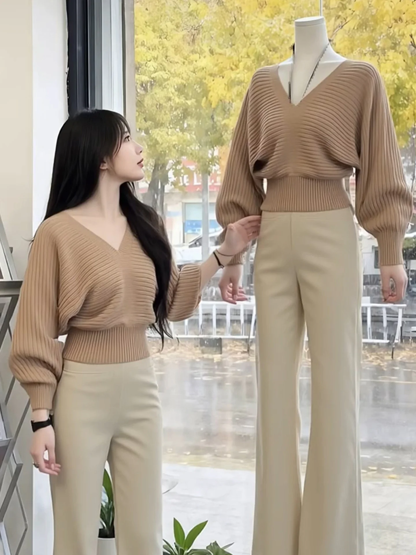 

Slimming V-Ne Knitwear Long Sve Casual Pullover Base Layer Winter Top Faionable Korean Sle Straight Cut Midweight