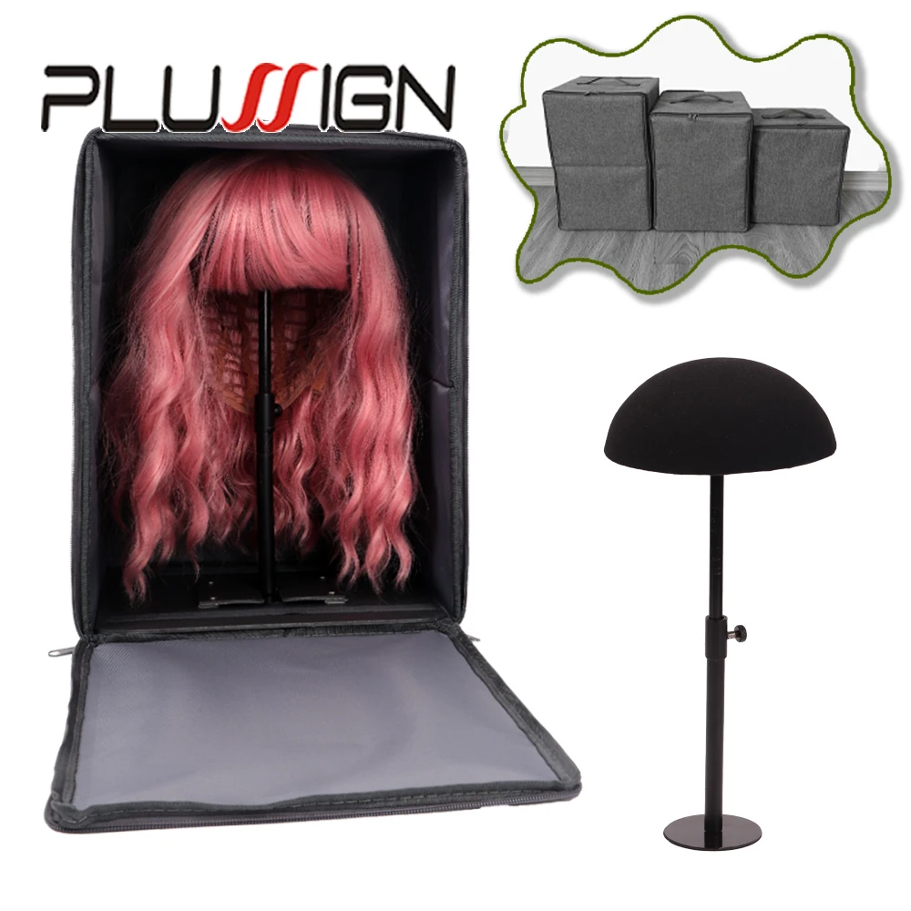 Dust-Proof Wig Display Box For Salon Hand Carry Bag For Hair Toupee Wigs M Size For Long Hair Short Hair Plussign Wig Bag