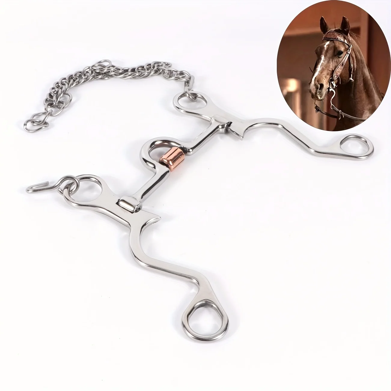5 Inch Stainless Steel Horse Bit with Mullen Mouthpiece Full Cheek Snaffle Bit Outdoor Horse Accessory Circular Horse Bit