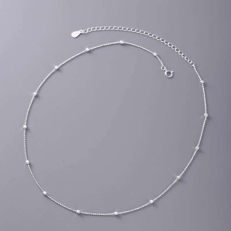 Neue S925 Silber Klassische 45CM 50CM Basic Quadratische Perlenketten Choker Massive O-förmige Halskette Gedrehte Stabkette Singapur-Kette – Detail 5