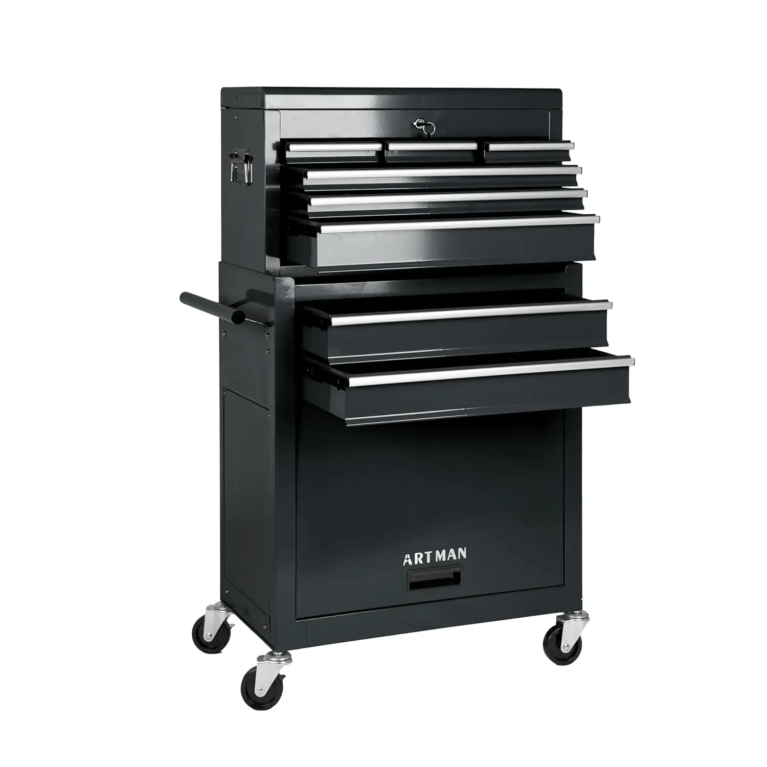 

8-Drawer Rolling Tool Chest Lockable Wheels Sliding Drawers Detachable Top Garage Workshop Cabinet, Customized