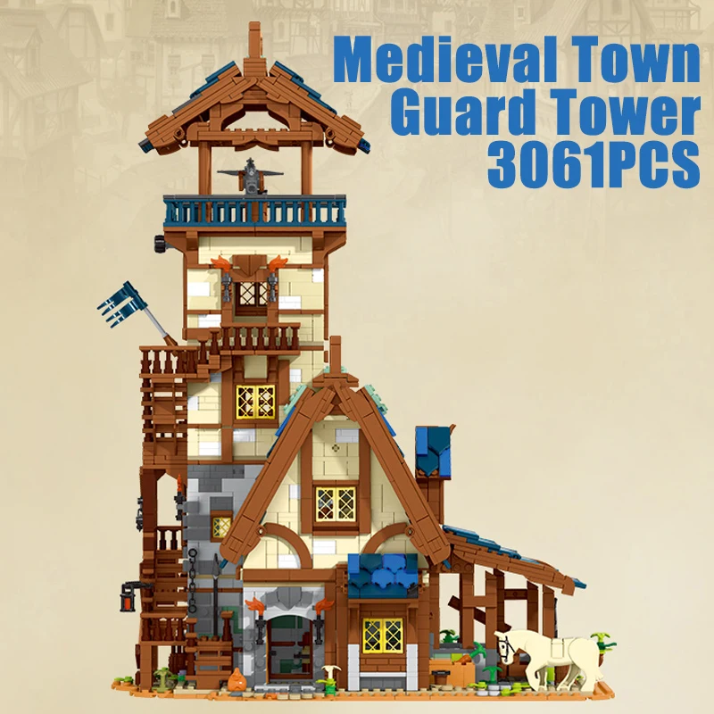 

3061PCS Medieval Town Guard Tower Bricks Model Toys Assembly Street View House Building Blocks For Kids Adult Girls Gifts