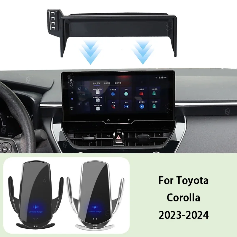 

Car Phone Holder Screen Panel Fixed Base For Toyota Corolla 2023-2024 Car Mobile Phone Wireless Charging Mount Accessories
