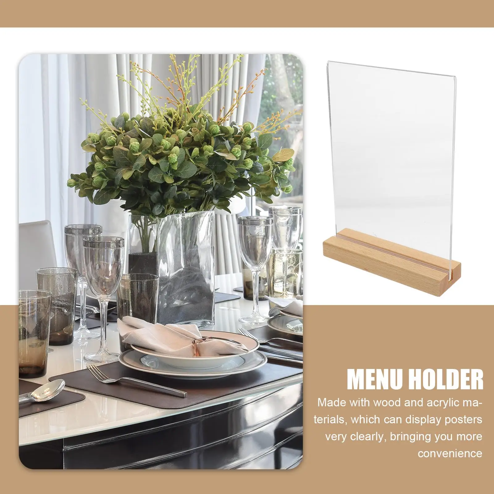 T-shaped Sign Display Stand A5 Upright Acrylic Menu Holders Lightweight Stable Base Retail Supermarket Exhibitions Advertising