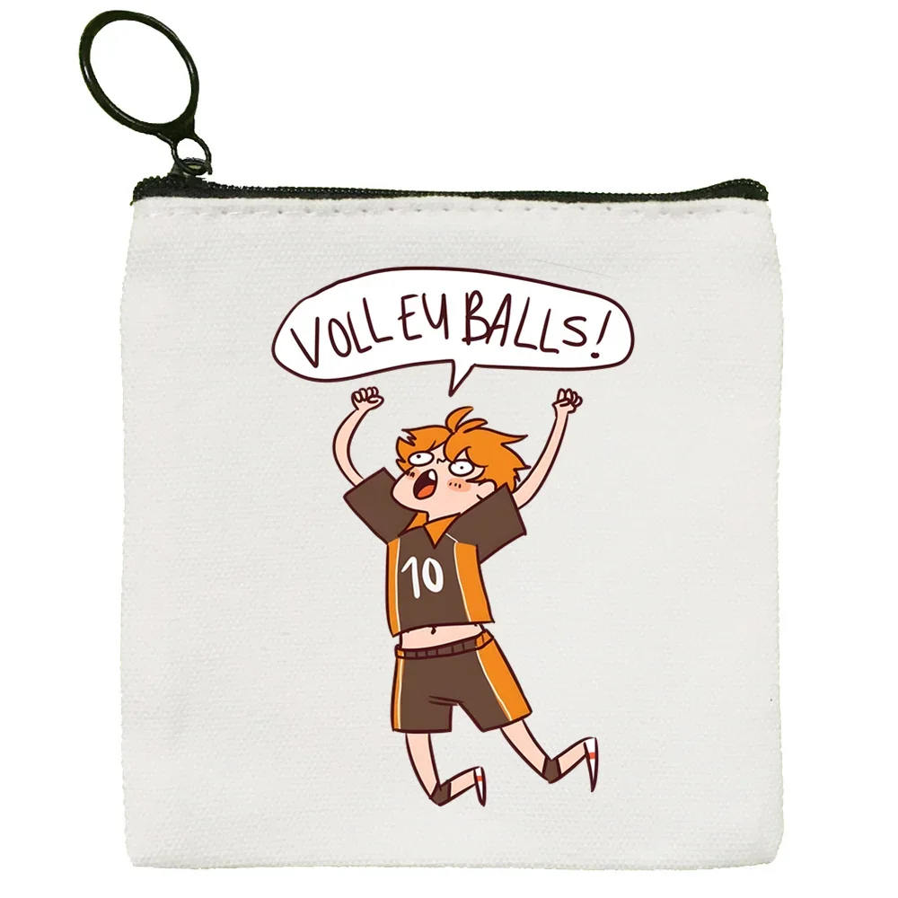 Haikyuu Kleine quadratische Tasche, Münzgeldbörse, Aufbewahrung, kleine Tasche, Kartenschlüssel, Münzen, Clutch, Reißverschluss, Schlüsseltasche