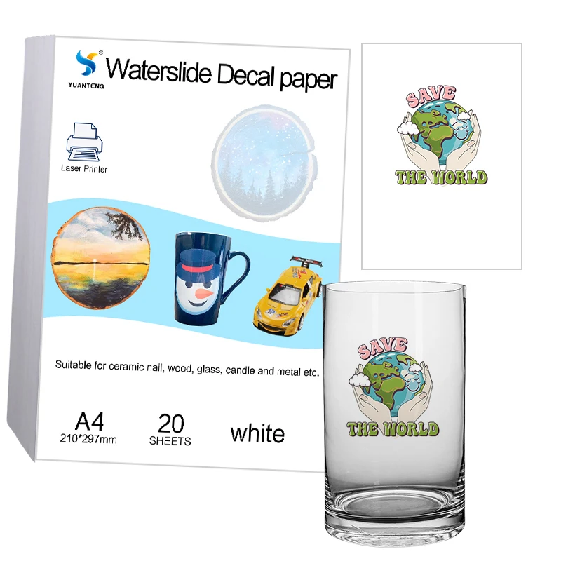 Laser Water Slide Decal Transfer Paper White Color Waterslide Paper for Glass Cup Transparent Waterslide Sticker Saper