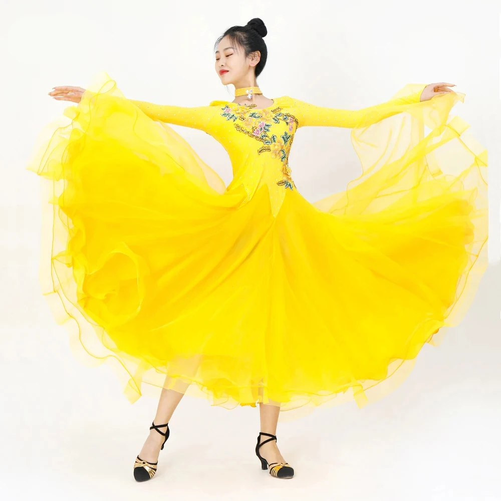 Modern Dance Dress Valsa Ballroom Costume Female Suit Carnival Girl Flamenco Sets Competition Waltz Womens Wedding Party Clothes
