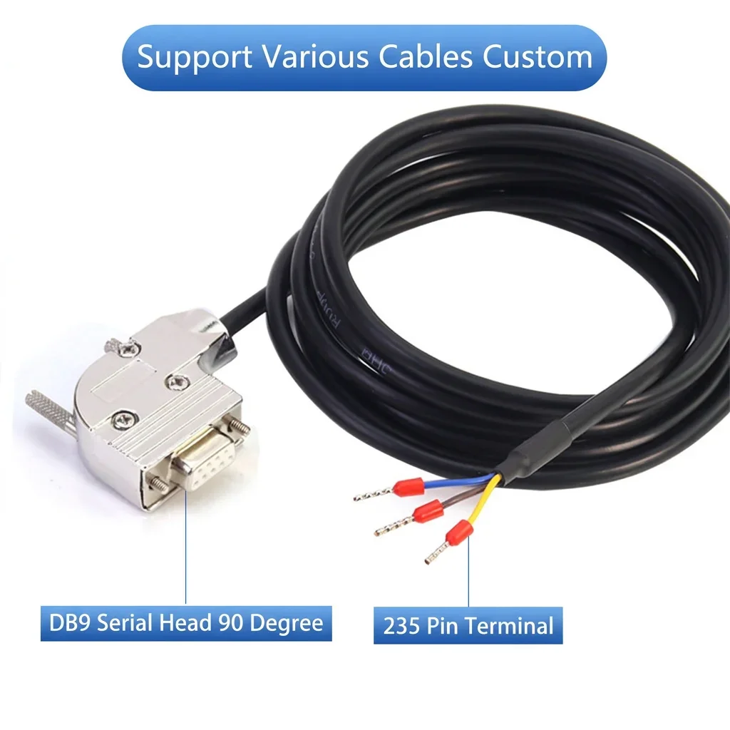 DB9 Straight-Through Serial Cable, 0.5/1/3/5/10 meters, 9-pin to 3-pin, Gold-Plated Plugs, Nickel-Plated Data Cable
