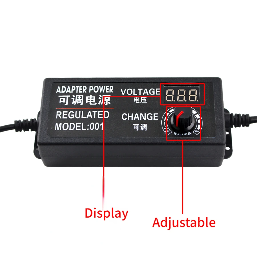 Adjustable AC to DC Power Supply 220V to 12V 3V 5V 6V 9V 12V 15V 24V 2A 3A 5A Universal Adapter 8PCS Connector DC Female Male