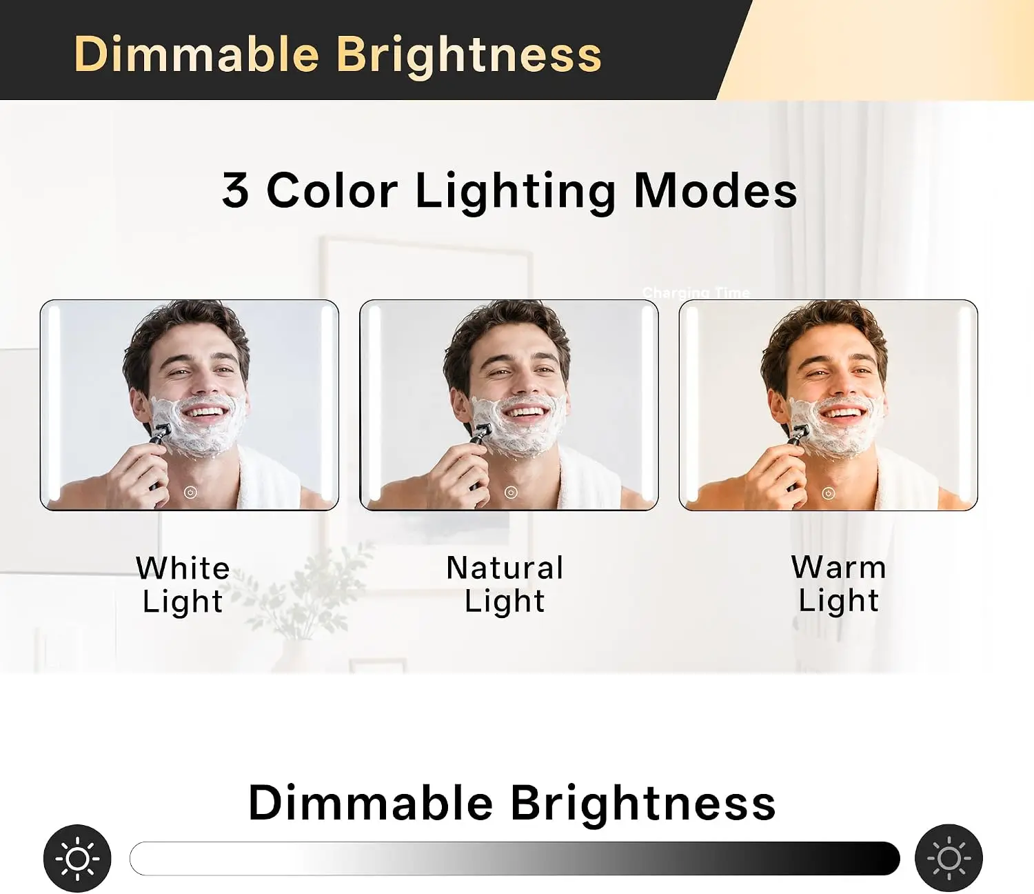 Folding 3 Way Mirror with Lights and Shelf 360 Self Cut Mirror for Self Haircut Rechargeable Dimmable LED Adjustable Hook for Wall Door Tabletop for Men Women Makeup Shaving Braiding for Haircut Makeu image 4