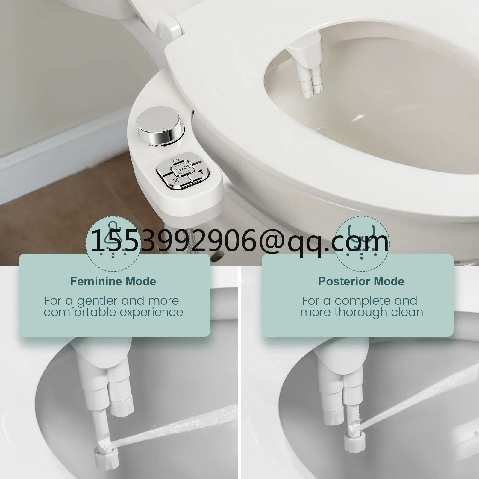 home Button Bidet - Non-ElectricSelf  Cleaning Dual Nozzle (Frontal and Rear Wash) Fresh Water Bidet Toilet Seat Attachment