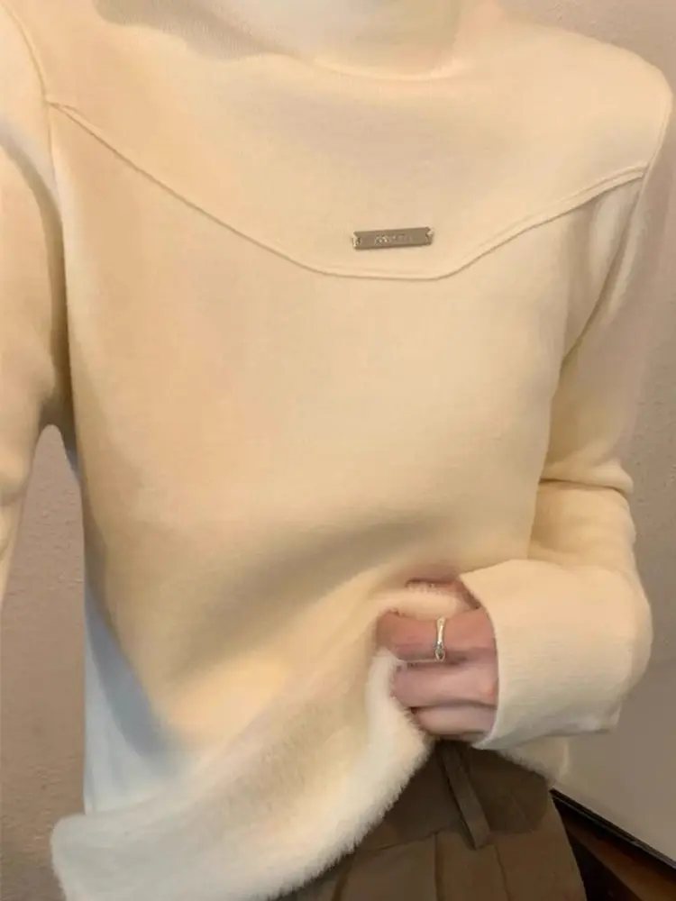 Thiened f-ハイカラーワンピース Fce ニットベース irt レディース スリムフィット 冬用伸縮性のある暖かいセーター インナーウェア トレンド