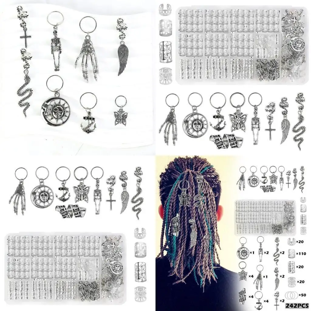 

39BB Skeleton Claw Dreadlock Bead Hair Beads Loose Coil Hair Rings Hair Braiding
