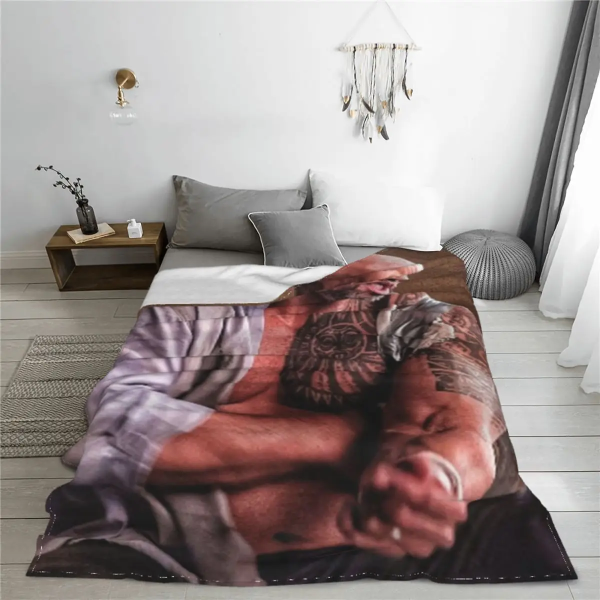 Dwayne Johnson Fleece Throw Blanket Movie Muscle Boys Thermal Blanket for Home Couch Super Soft Bedspread