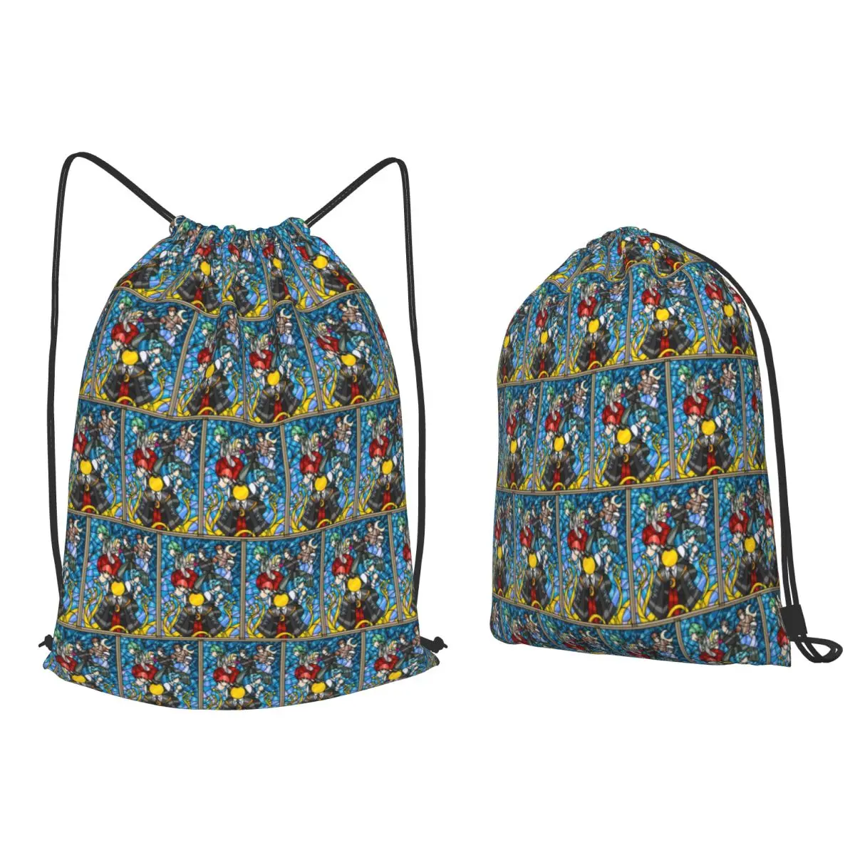 Stained Glass Window Backpacks Fashion Drawstring Bags Sports Bag Book Bags for Man Woman Students