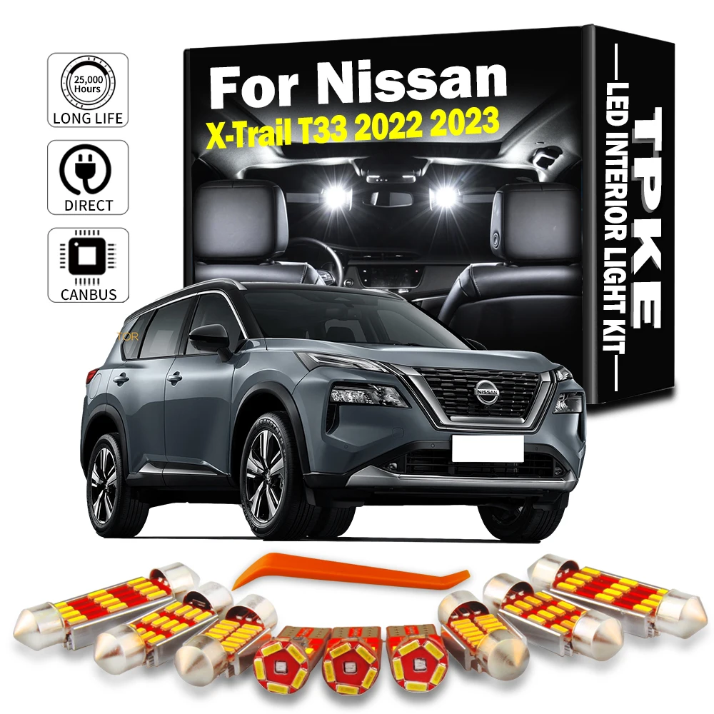 TPKE 12Pcs LED Interior Light Kit For All New Nissan X-Trail X Trail Xtrail T33 2022 2023 Vehicle Indoor Map Dome Lamp Canbus