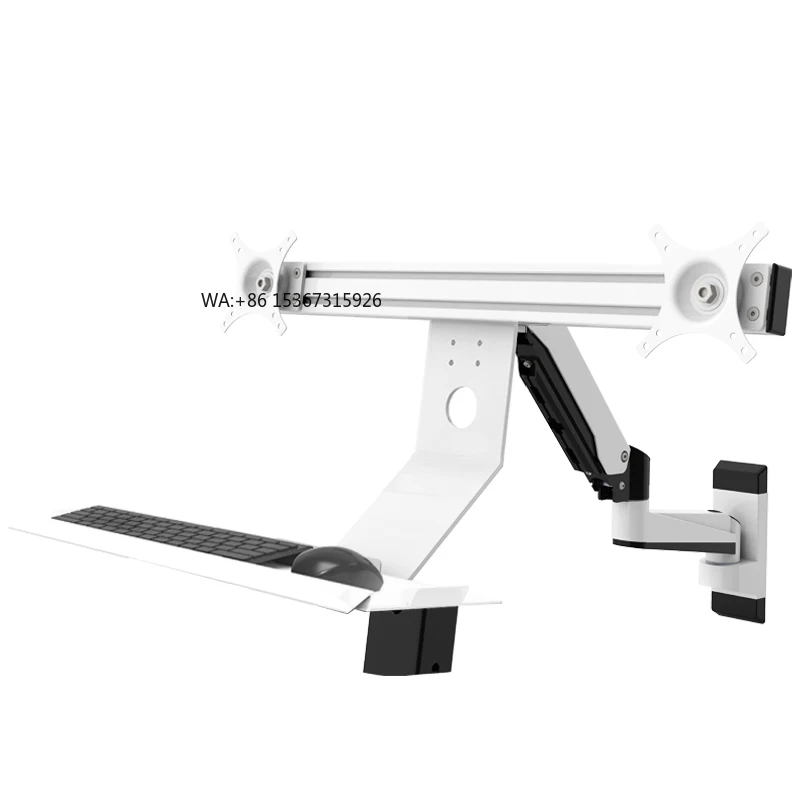 

Double-Screen Arm Stand Air Pressure Adjustment Lifting Joint Rotatable Tray Keyboard Installation-Side-by-Side Display