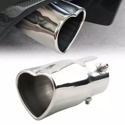 New design heart shape car tail rear chrome exhaust system coloful exhaust tip single outlet stainless steel muffler tips 2024