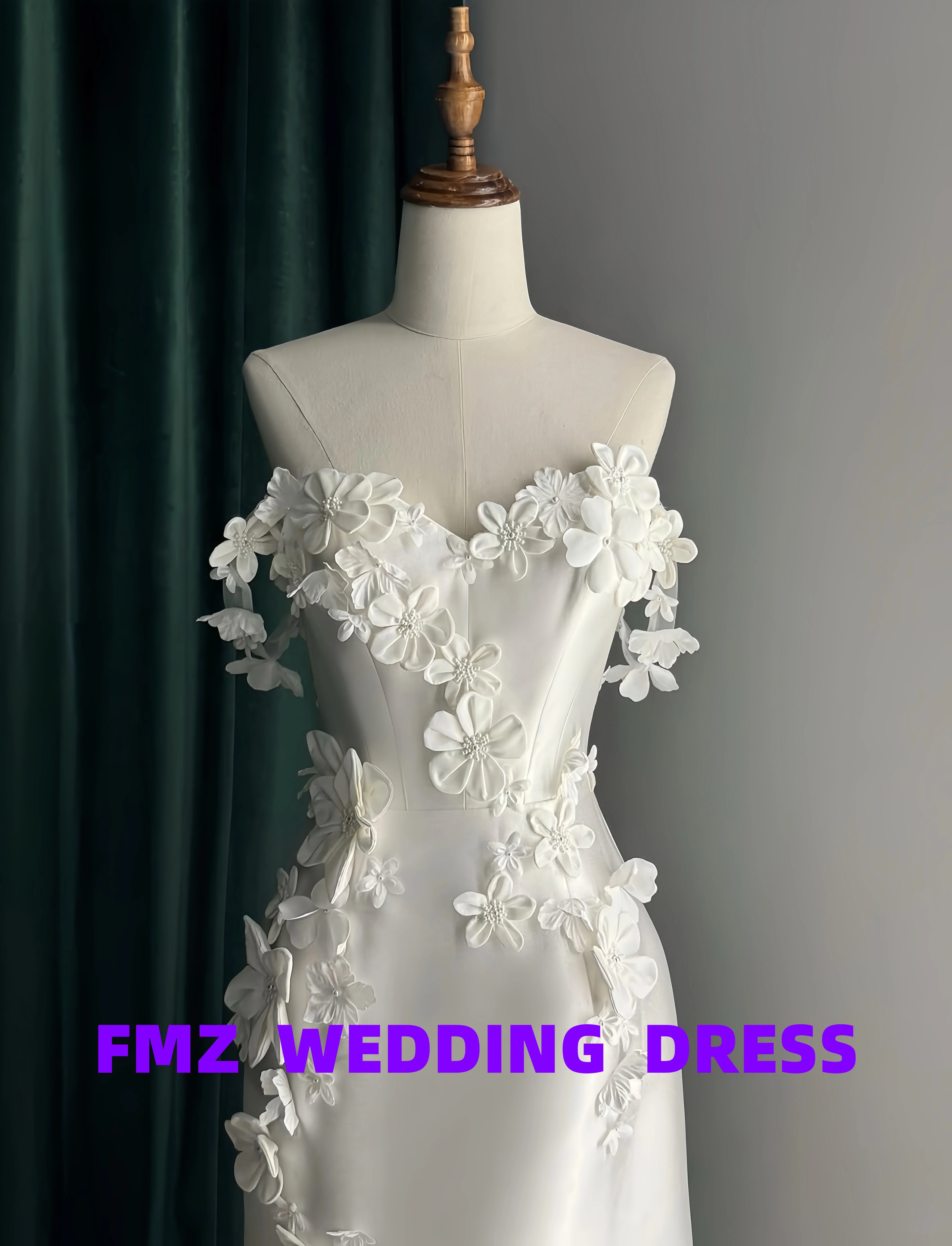 Vestidos de novia de sirena desmontables sin mangas personalizados sin tirantes vestidos para muje bata de mariee