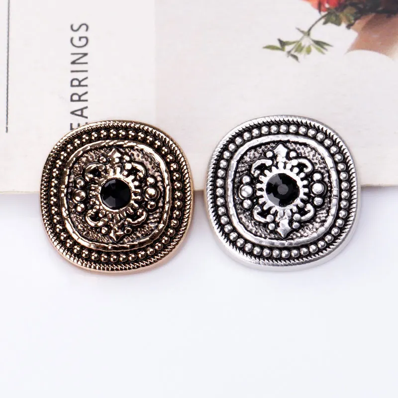 Vintage-Strass-Quadrat-Metallknöpfe, Schaftrücken mit schwarzem Edelstein, Gold- und Silberton, zum Basteln, Nähen, DIY, 6 Stück, Packung 18/23 mm – Detail 6