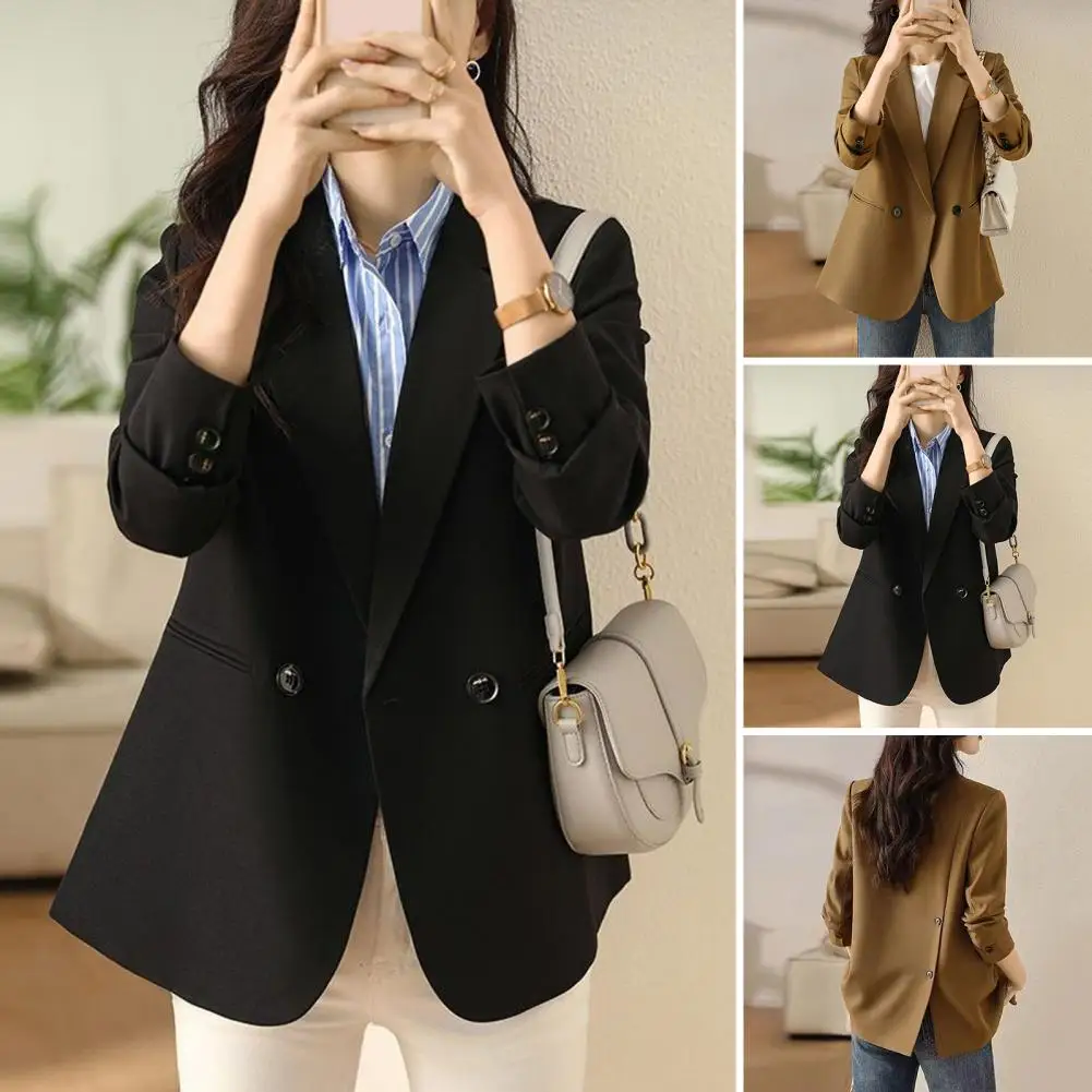 Women Suit Coat Elegant Business Suit Jackets for Men Women Classic Lapel Design Padded Shoulders Stylish Commuting Outwear