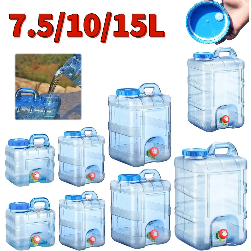 

7.5/10/15L Drinking Water Container with Spigot Leakproof Camping Water Tank Large Capacity Water Storage for Camping Picnic