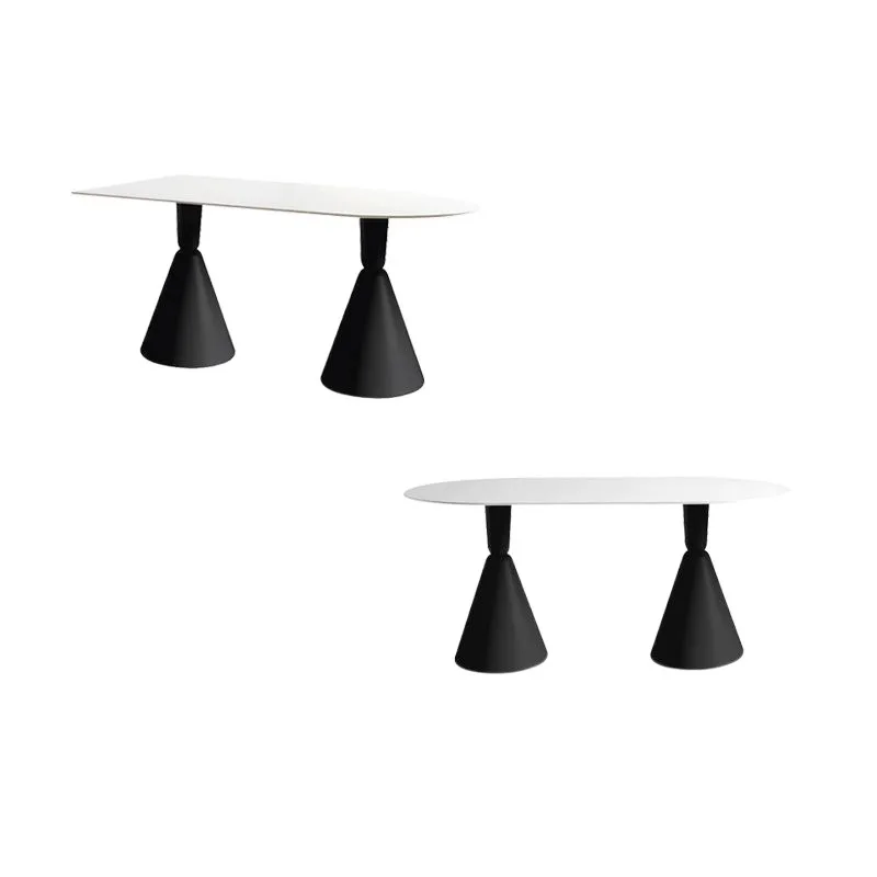 

Restaurant Cream Wind Slate Dining Table and Chair Combination Small Apartment Light Luxury Modern Household Oval Slate