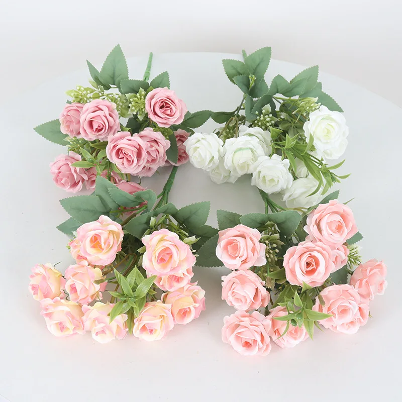 

Simulated Flowers 10 heads Bundle Roses Fake Flowers Wholesale Bridal Handheld Flowers Wedding Home Decoration Photography Props