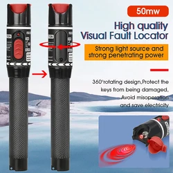 COMPTYCO 50MW FTTH Fiber Optic Tester Pen Type Red optical fiber Light Visual Fault Locator Optical Cable Tester 50MW